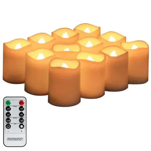 12 LED-Wachskerzen weiß mit Batterie