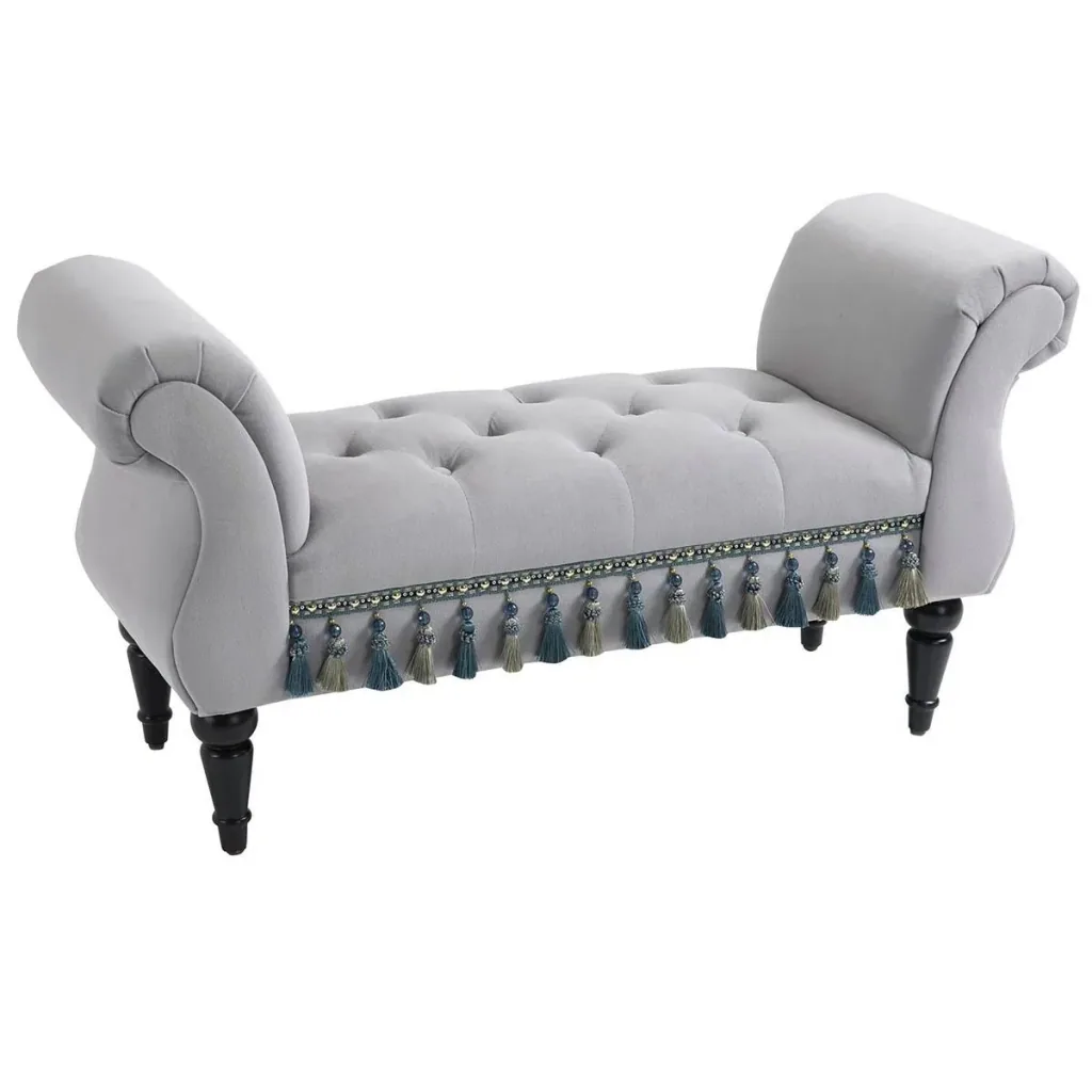 Luxus Sitzbank Polsterbank Hockerbank Polyester Kautschuk Schaumstoff Grau 117 x 40 x 58 cm