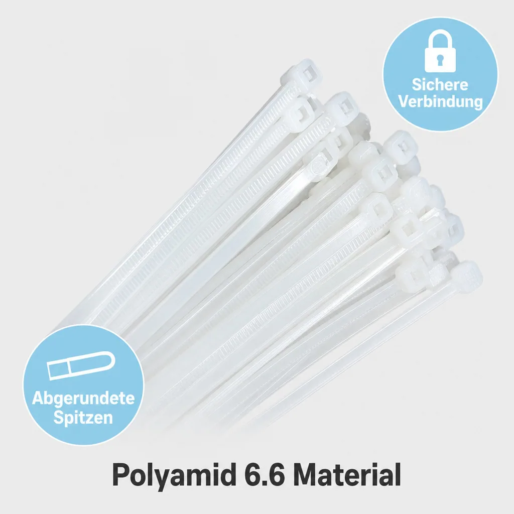 Kabelbinder, 100 Stück, 530x4,8mm natur, PA6.6, Industriequalität