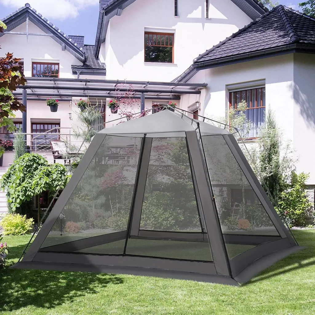 Gazebo für 6-8 Personen, Grau+Schwarz, 3 x 3 x 2 m