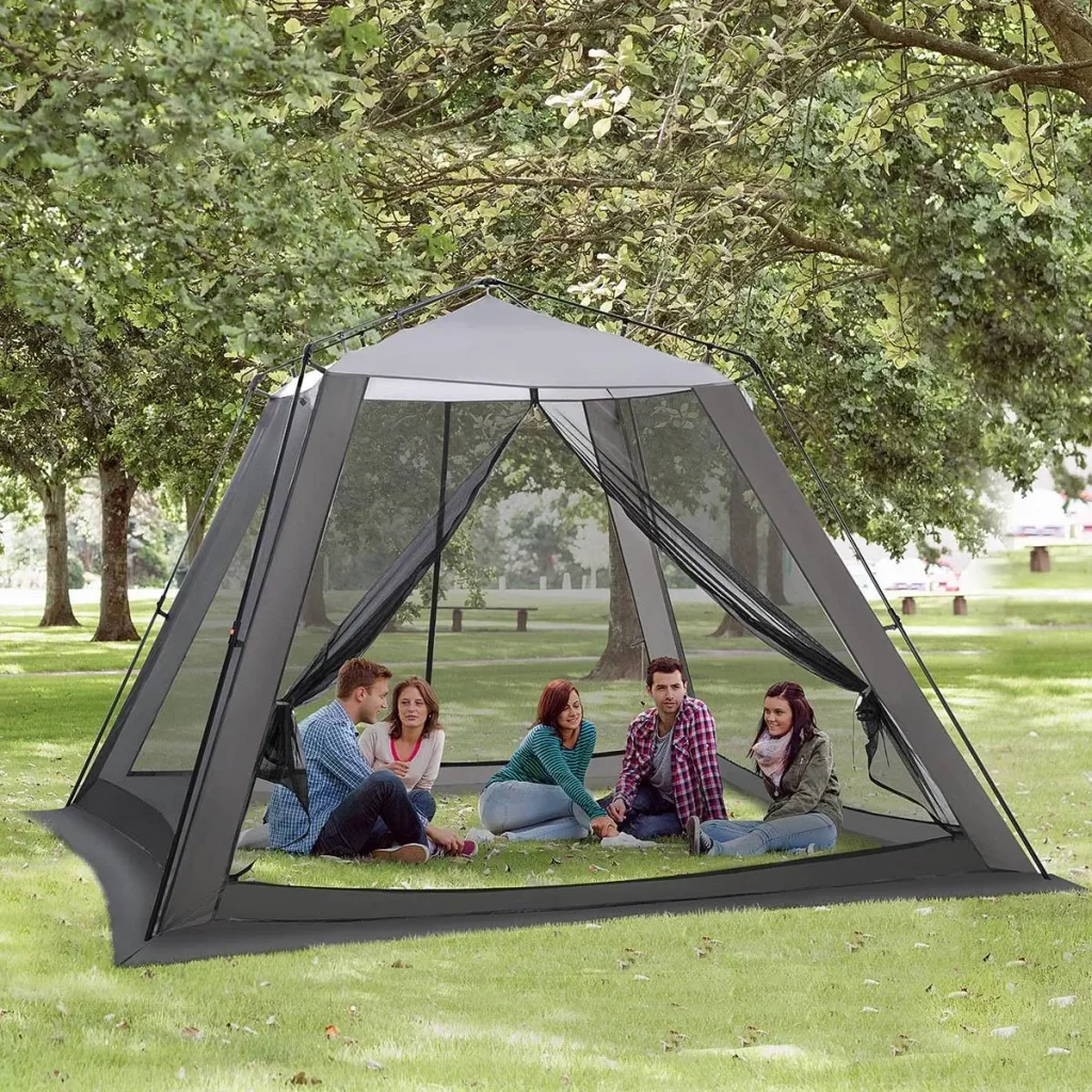 Gazebo für 6-8 Personen, Grau+Schwarz, 3 x 3 x 2 m