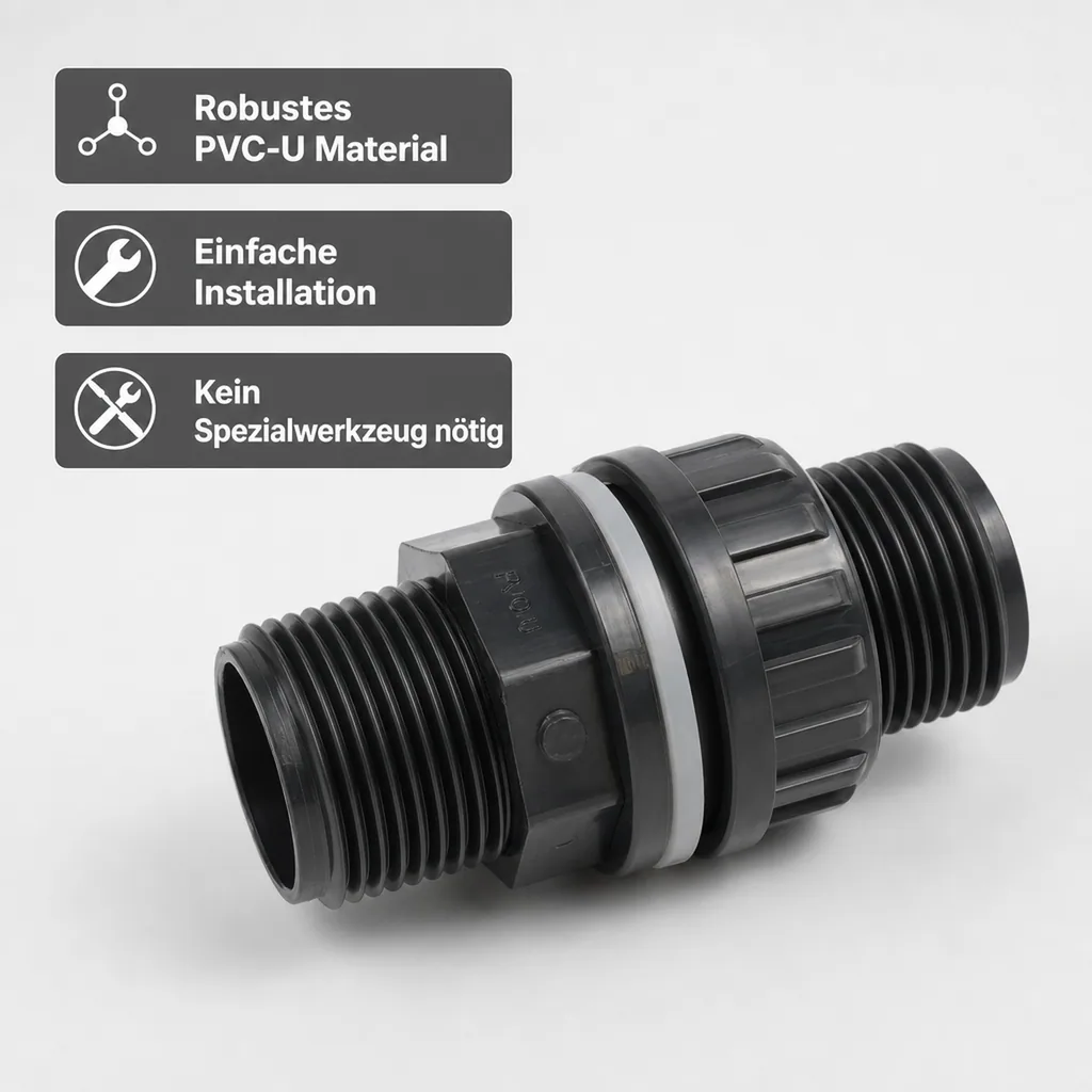PVC Durchführung Klebemuffe, 25mm, 1 Zoll, PN10
