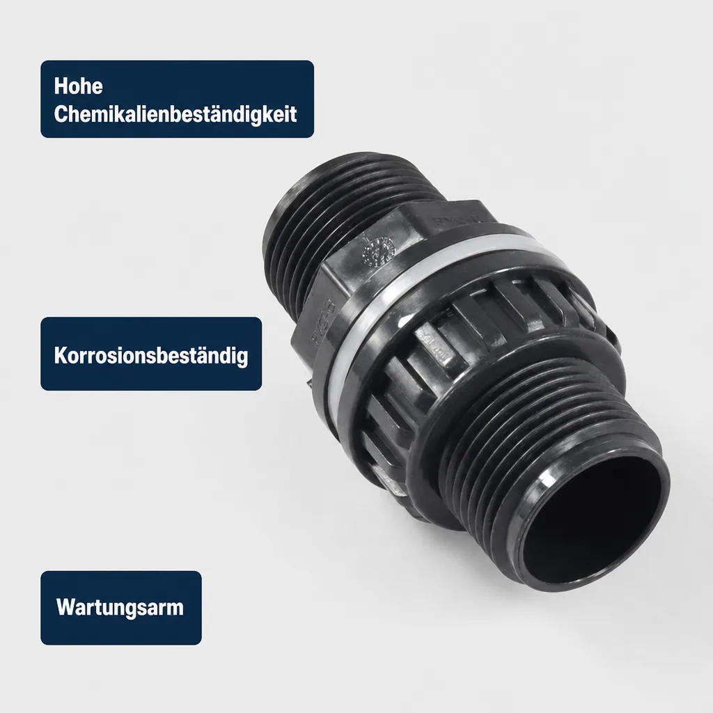 PVC Durchführung Klebemuffe, 25mm, 1 Zoll, PN10