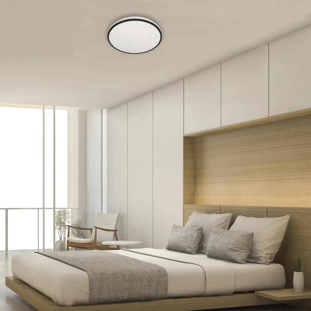 LED Deckenleuchte mit Sternendekor, rund, Ø 38, CCT, 24 Watt, schwarz