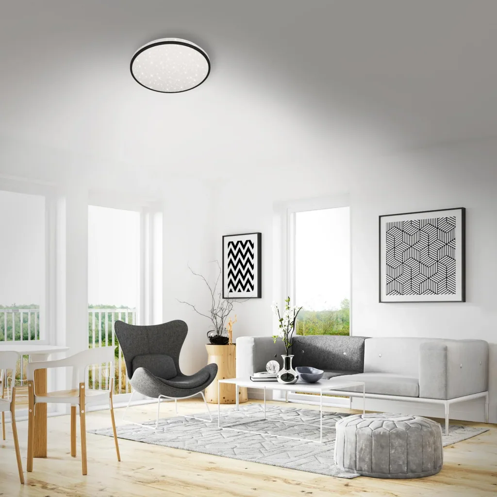 LED Deckenleuchte mit Sternendekor, rund, Ø 38, CCT, 24 Watt, schwarz