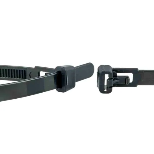 Kabelbinder, 100 Stück, wiederlösbar 250x7,6mm, schwarz