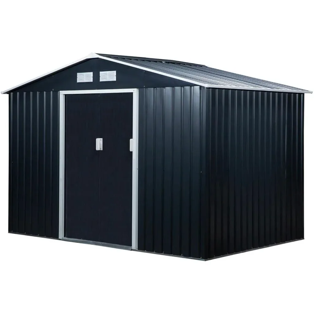 Werkzeugablage mit Bodenplatte Metall Schwarz 277 x 195 x 192 cm