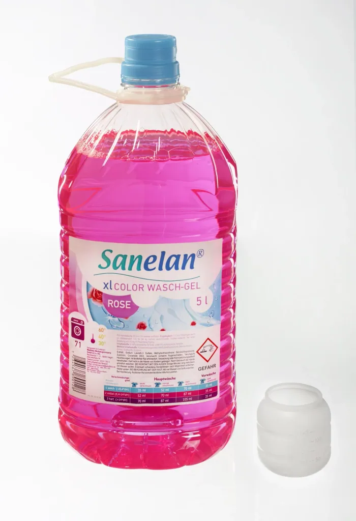 Waschgel Rose, 5 l inklusive Dosierbecher und Auslaufhahn