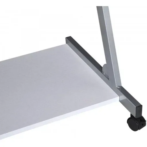 Schreibtisch Computertisch Bürotisch Rollbar mit Tastaturauszug Spanplatte, Stahl Weiß