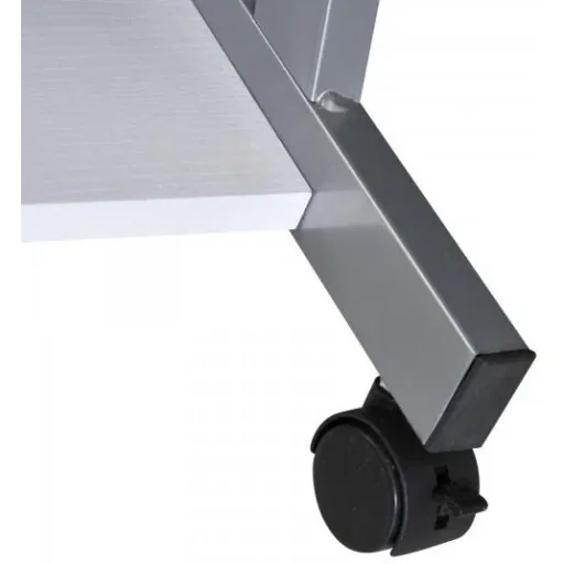 Schreibtisch Computertisch Bürotisch Rollbar mit Tastaturauszug Spanplatte, Stahl Weiß