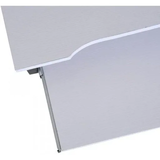 Schreibtisch Computertisch Bürotisch Rollbar mit Tastaturauszug Spanplatte, Stahl Weiß