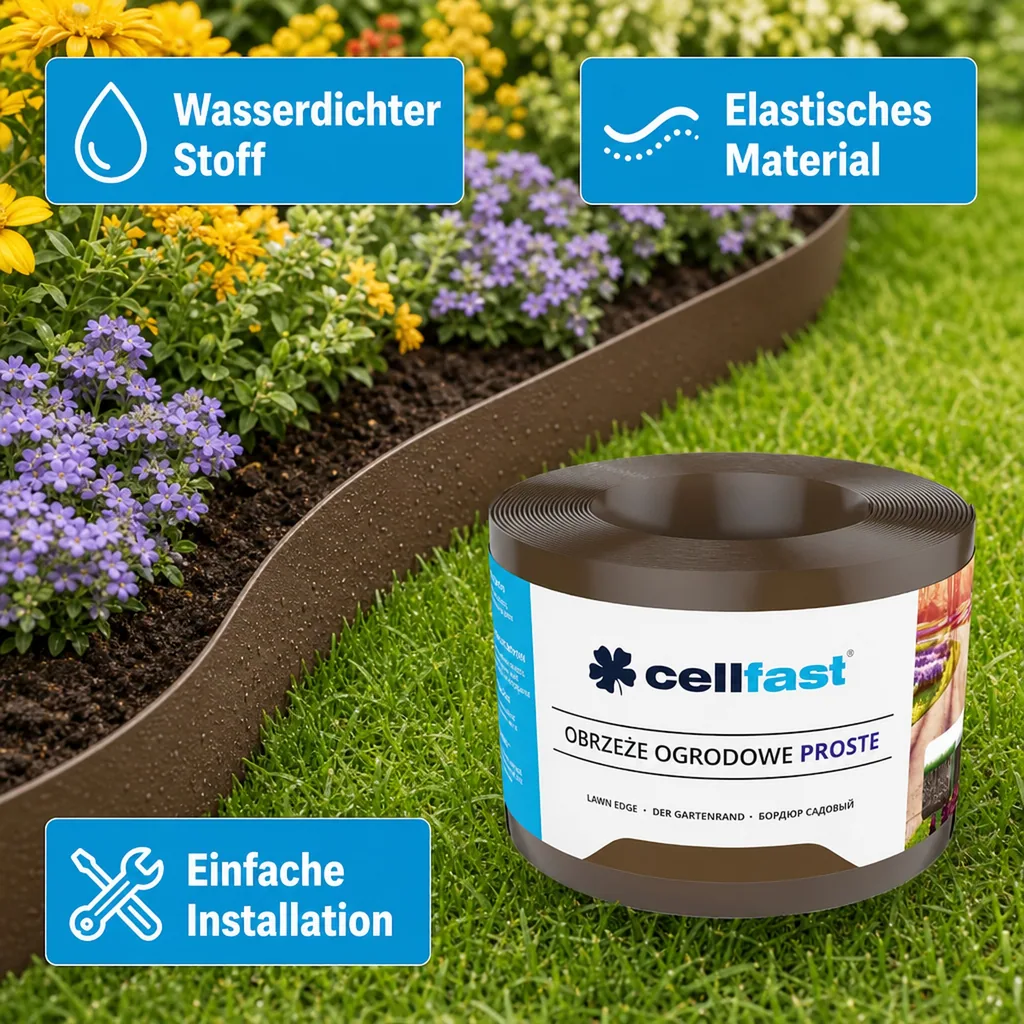 Rasenkante braun, 10 cm x 9 m, flexible Beeteinfassung, Gartengestaltung