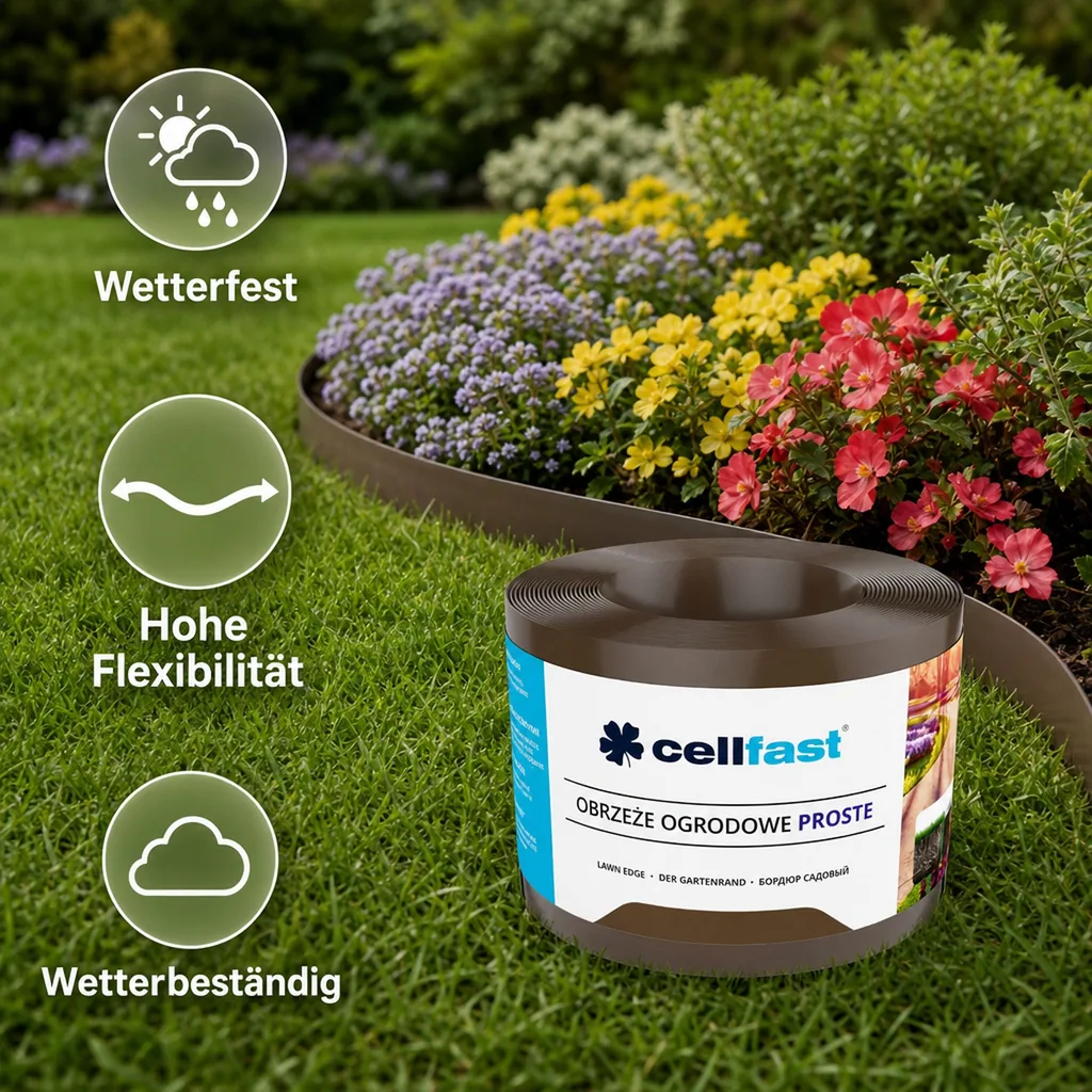 Rasenkante braun, 10 cm x 9 m, flexible Beeteinfassung, Gartengestaltung
