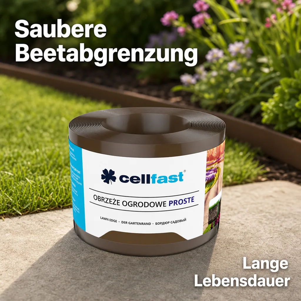Rasenkante braun, 10 cm x 9 m, flexible Beeteinfassung, Gartengestaltung