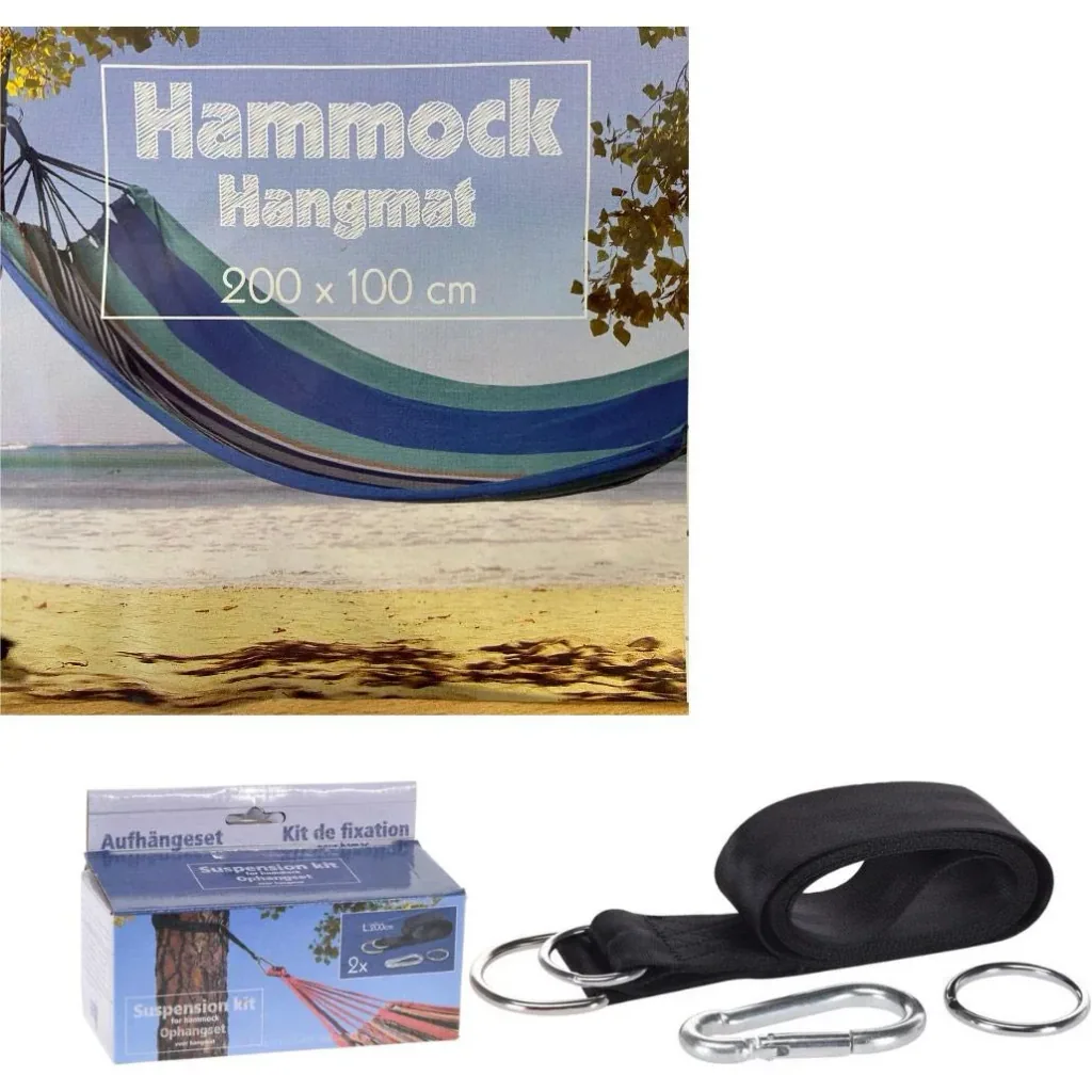 Pro Garten-Hängematte - 200x100cm -Volumen + INCL. Pro Garden Aufhängung für Hängematte