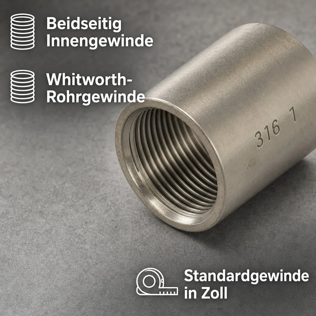 Gewindefitting Edelstahl Muffe 2" IG