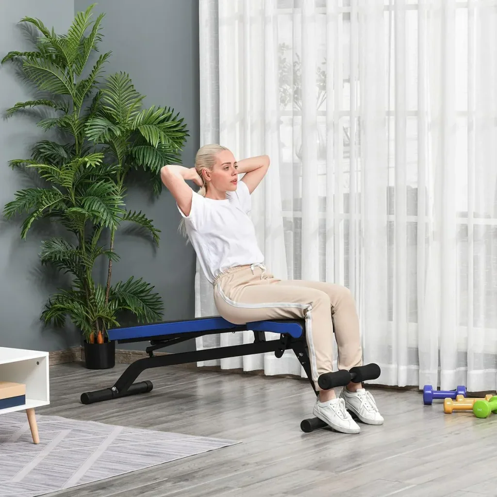 Sit Up Bank Bauchtrainer mit Trainingsseile Trainingsbank für Zuhause Fitnessstudio Multifunktion Verstellbar&klappbar 1
