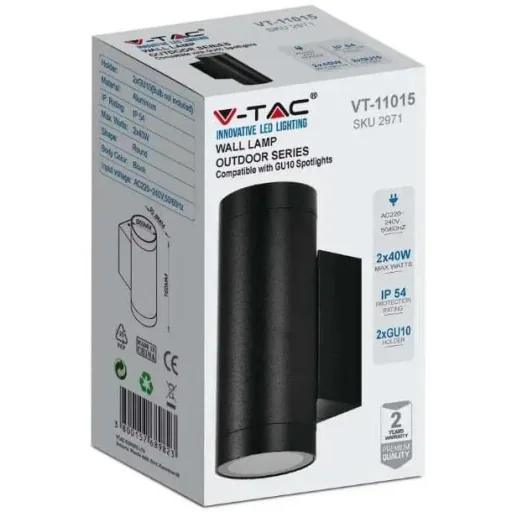 VT-11015 Wandleuchte außen Up/Down - GU10 - Aluminium - Schwarz - IP44