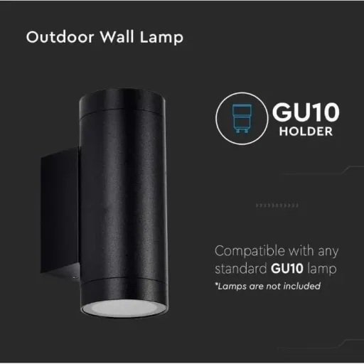 VT-11015 Wandleuchte außen Up/Down - GU10 - Aluminium - Schwarz - IP44