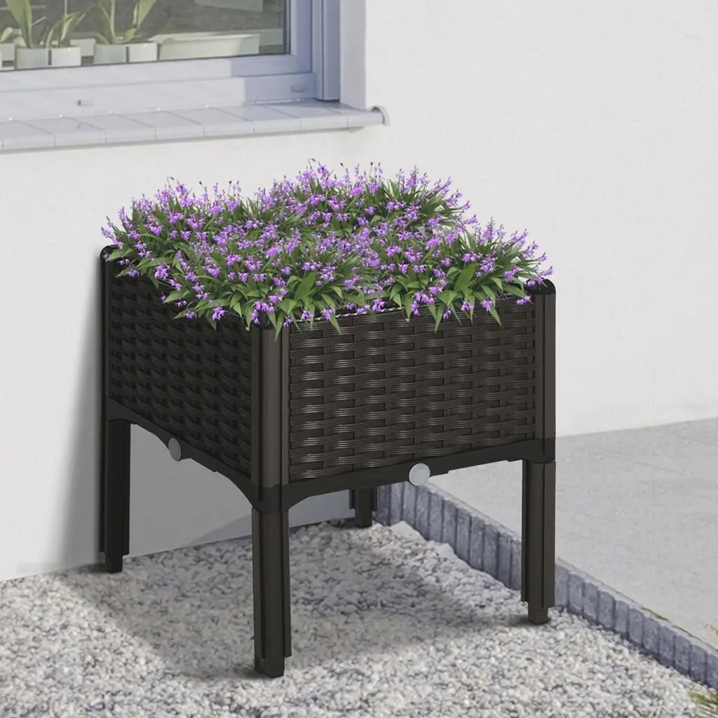 Hochbeet in Rattan-Optik dunkelbraun