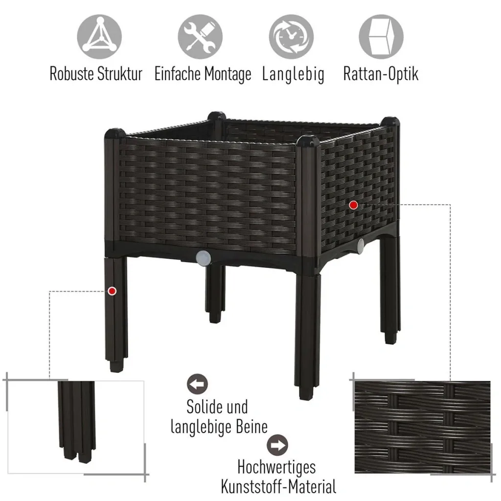 Hochbeet in Rattan-Optik dunkelbraun