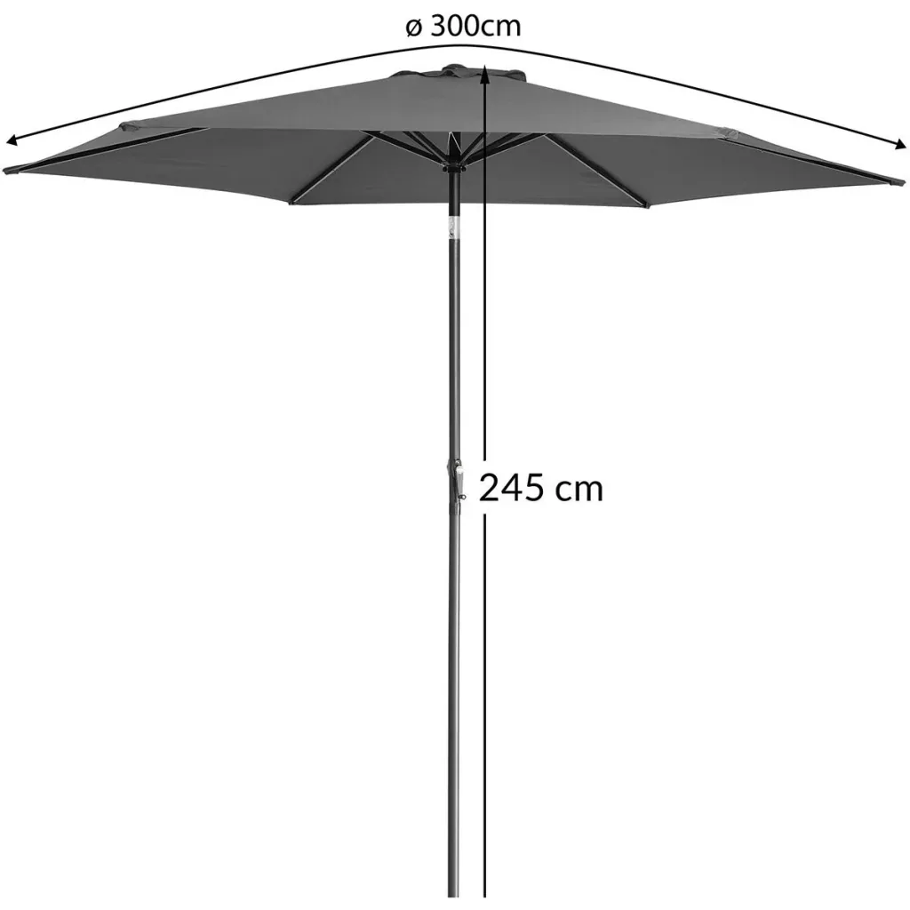 Sonnenschirm Anthrazit Alu 300cm UV-Schutz 40+