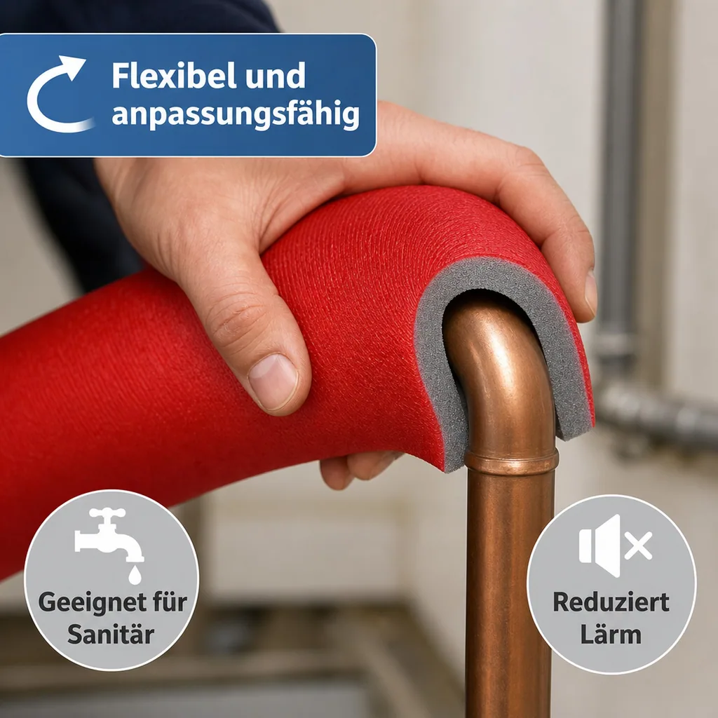 Rohrisolierung 18 mm, 2m, flexibel, Dämmung Heizung, Sanitär, GEG konform