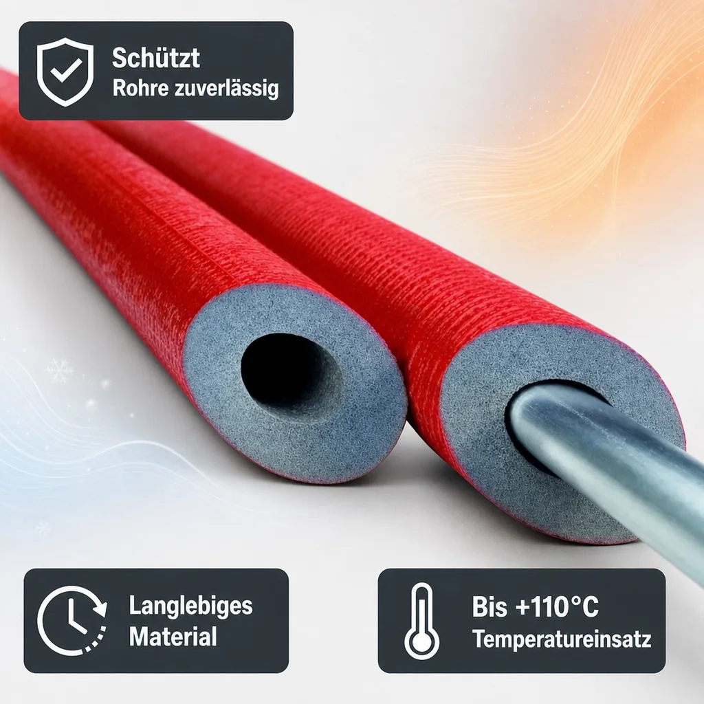 Rohrisolierung Heizungsrohr, 42mm, 25mm, 2m, grau, flexibel