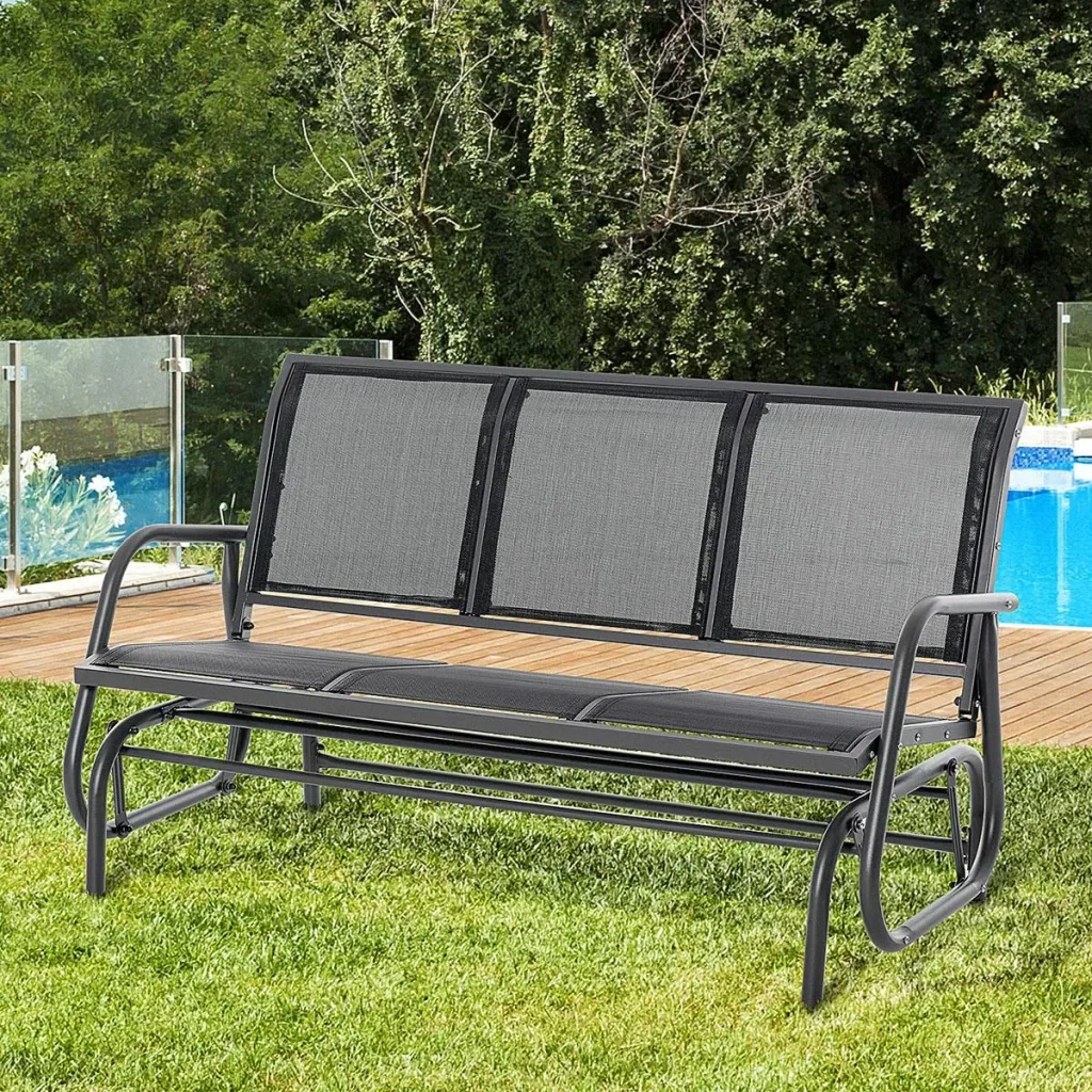 Schaukelbank 2-Sitzer Gartenbank Gartenschaukel Sitzbank Parkbank Metall Gartenmöbel Schwarz 151 x 75 x 85 cm