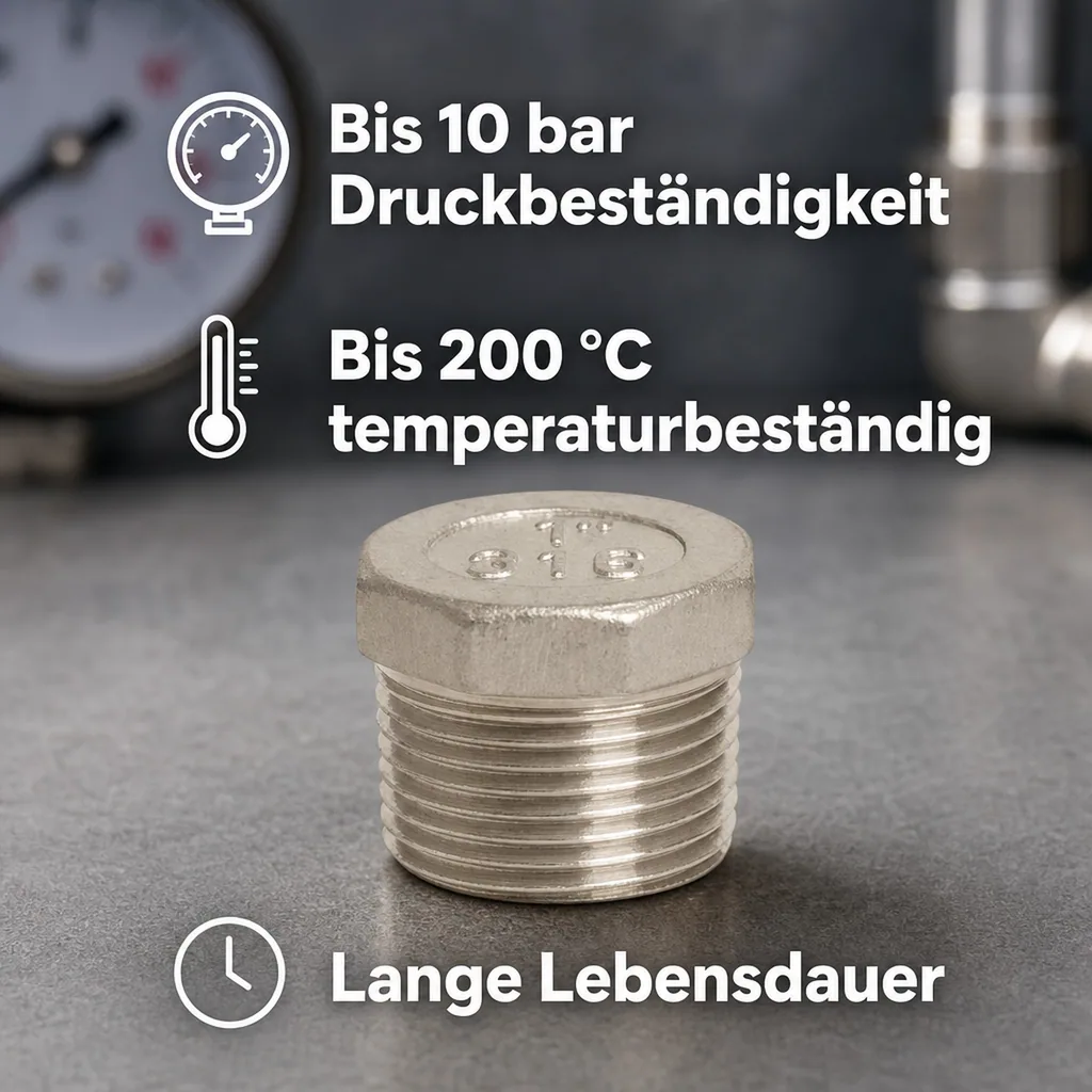 Edelstahl Stopfen, Gewinde Stopfen, 1/2 Zoll AG, 10 bar