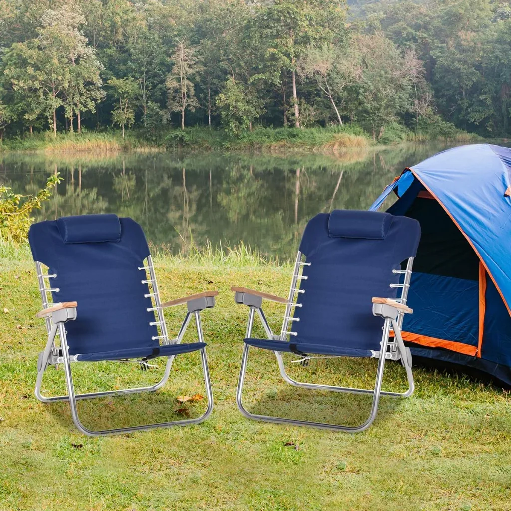 2-er Set Campingstuhl Klappstuhl Gartenstuhl mit Armlehnen Strand Balkon faltbar Metall Oxfordstoff Blau 69 x 62 x 73,5