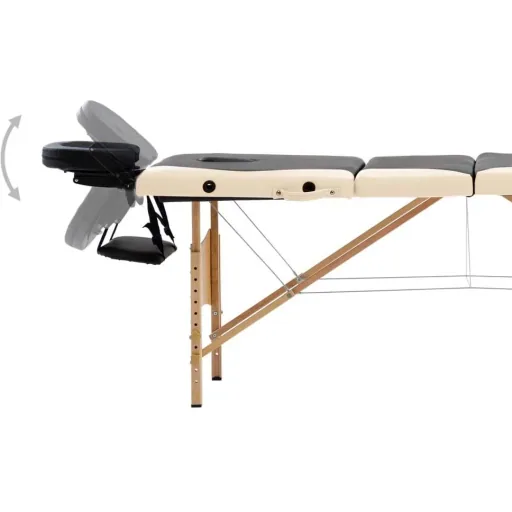 Klappbarer Massagetisch 4 Zonen Holz schwarz und beige