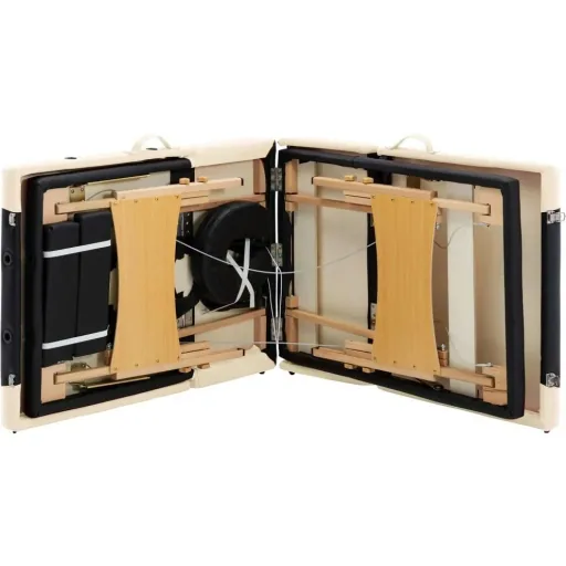 Klappbarer Massagetisch 4 Zonen Holz schwarz und beige
