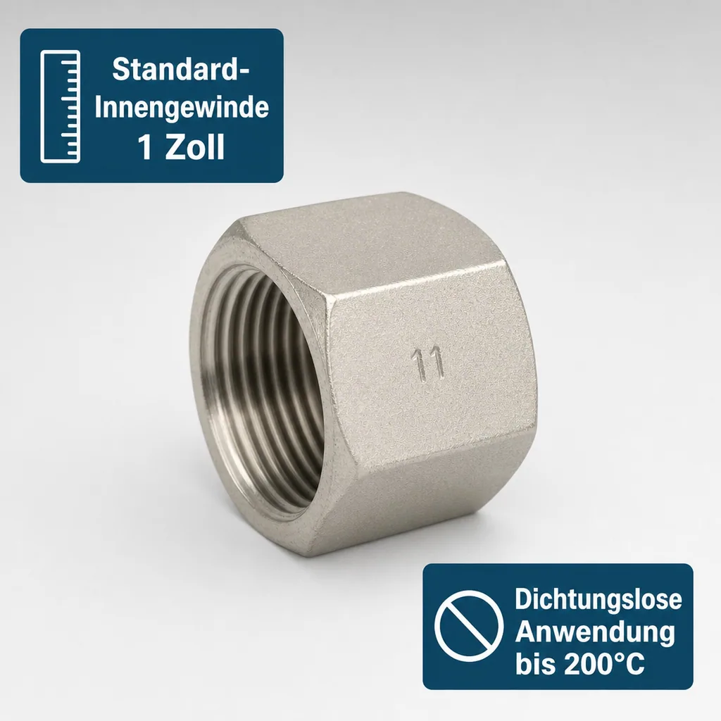 Gewindefitting Edelstahl Kappe 1" IG 10bar