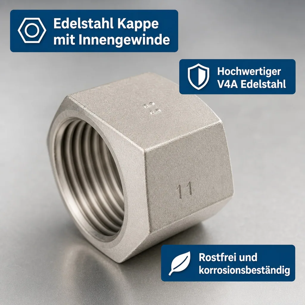 Gewindefitting Edelstahl Kappe 1" IG 10bar