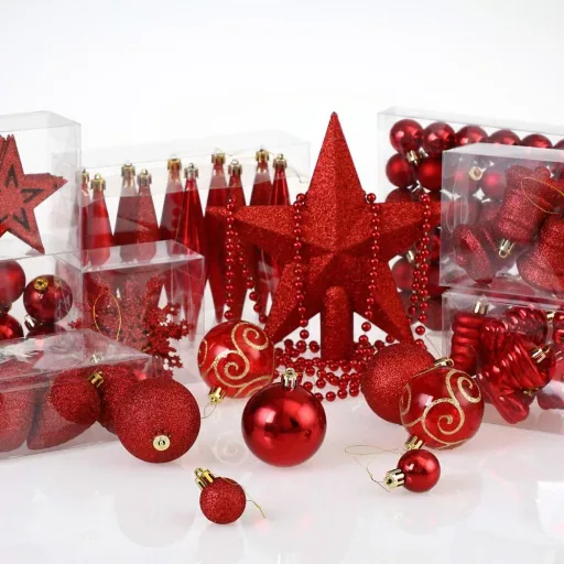Weihnachtskugeln 102 Stück - Rot