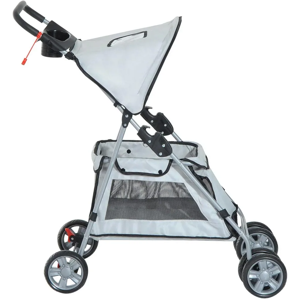 Hundebuggy Hundewagen mit Sonnendach Stahl Grau