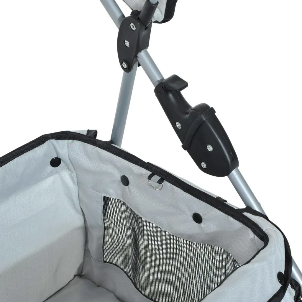 Hundebuggy Hundewagen mit Sonnendach Stahl Grau