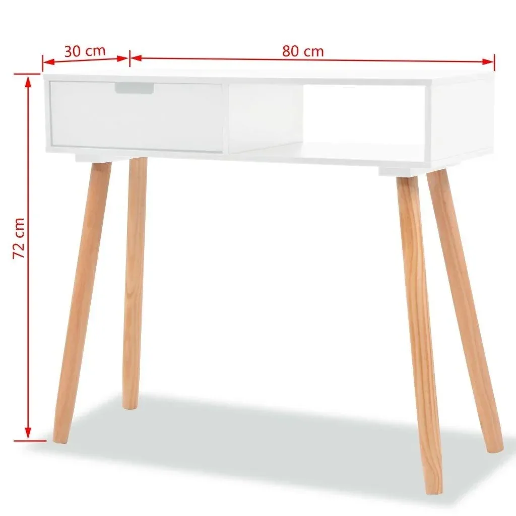 Wandtisch 80x30x72 cm Kiefer massiv weiß