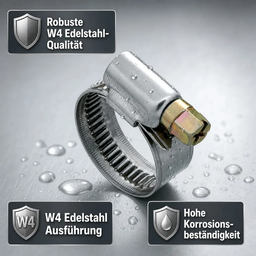 Edelstahl Schlauchschellen, W4, 12mm, 16-25mm, DIN 3017
