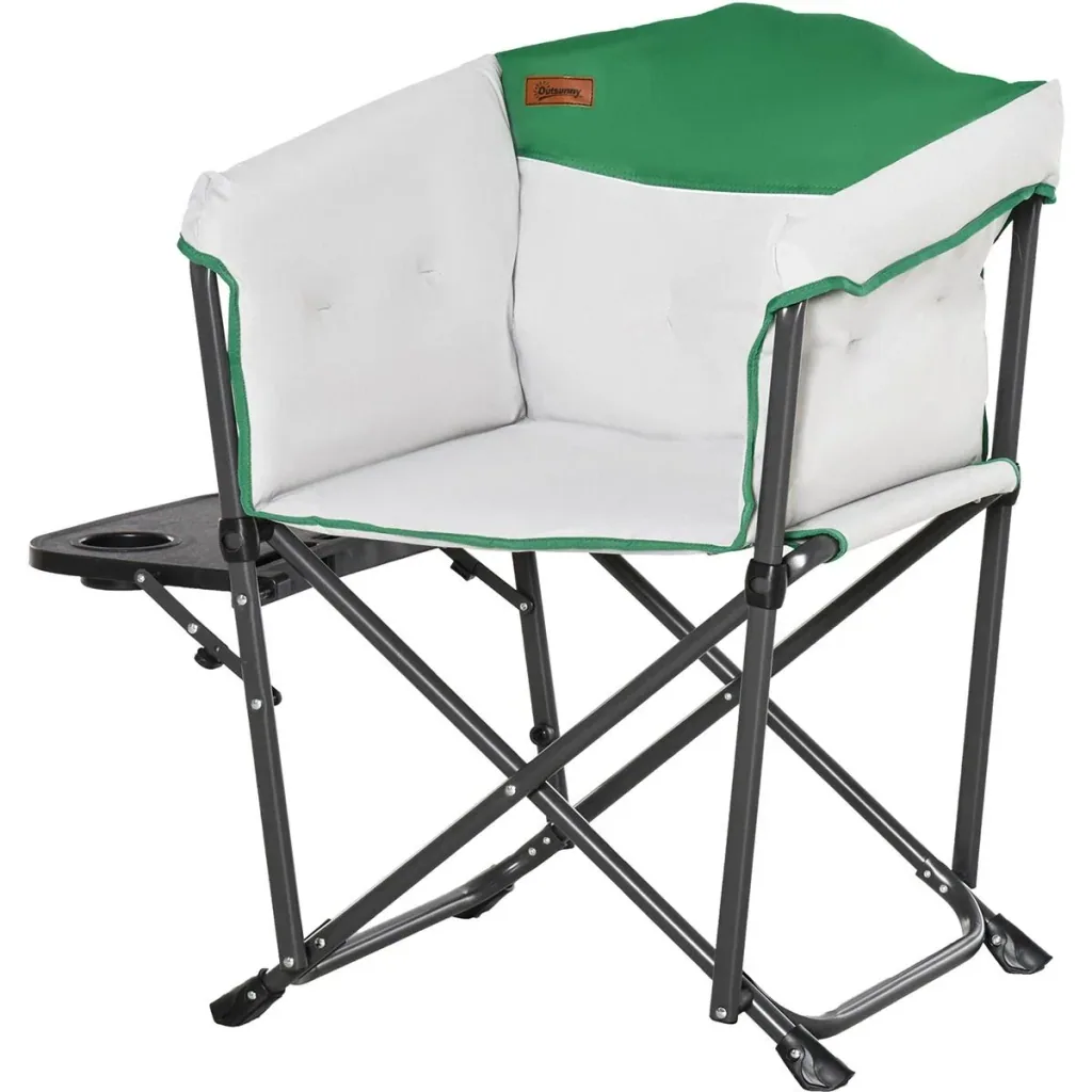 Campingstuhl mit Getränkehalterung weiss, grün