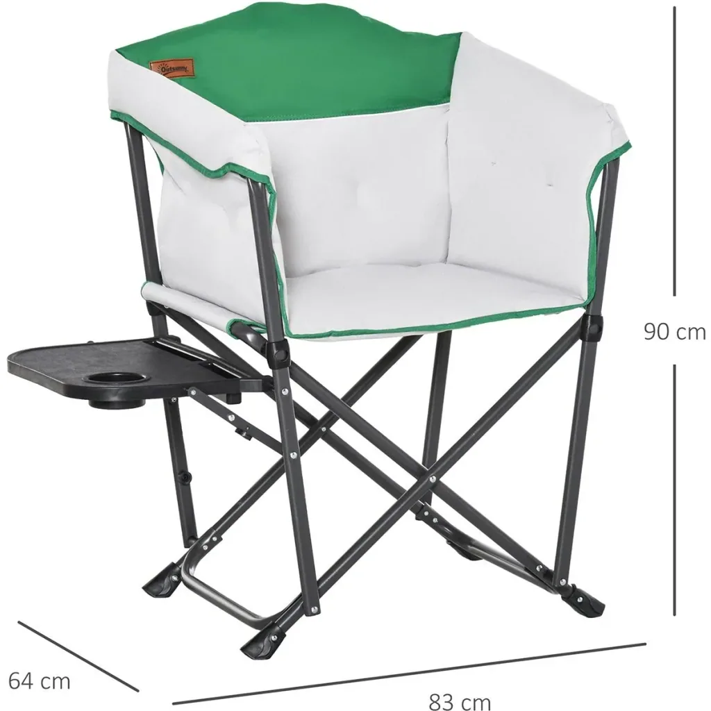 Campingstuhl mit Getränkehalterung weiss, grün