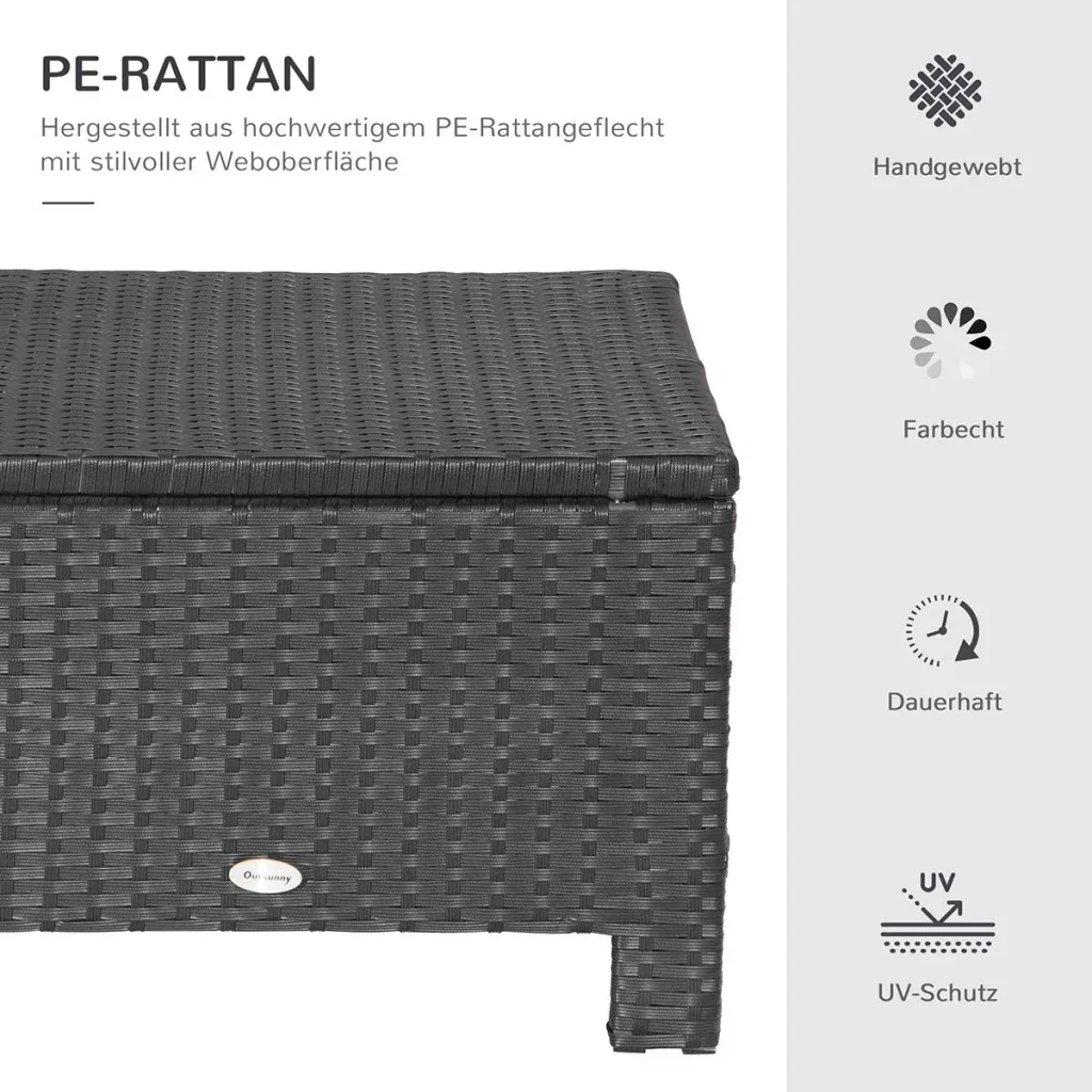 Poly Rattan Hocker mit Kissen Gartenhocker Sitzhocker Fußhocker Rattanhocker Balkon Sitzhocker Gartenmöbel Schwarz+Creme