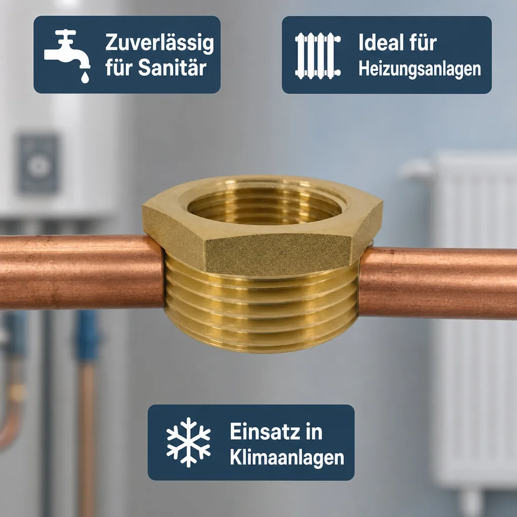Messingfitting, Reduzierstück, Gewindefitting 1 1/4" AG x 1" IG
