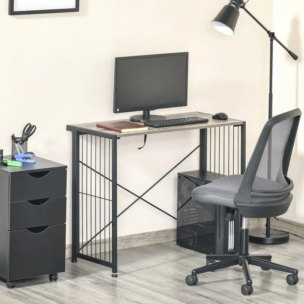 Schreibtisch Computertisch Bürotisch Home-Office Tisch klappbar mit E1 Spanplatte Metallrahmen Industriedesign Rustikale
