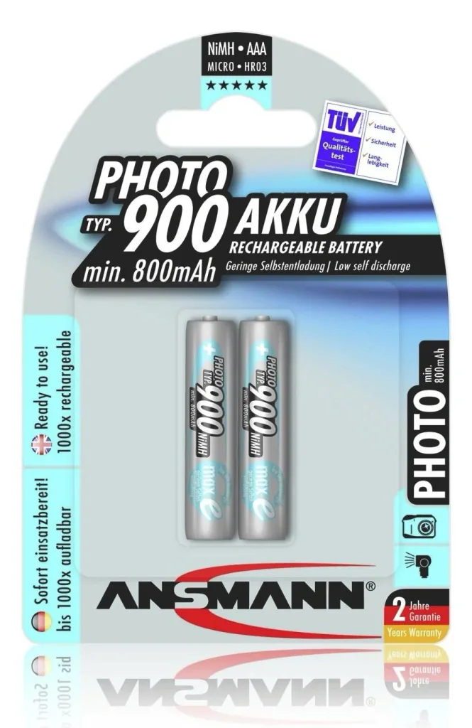 Photo NiMH Micro (AAA) Akku mit 800 mAh (Typ 900) und maxE Technologie - 2 Stück