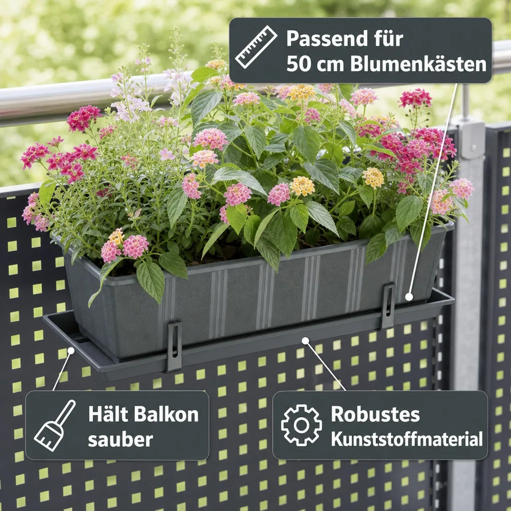 Blumenkasten Untersetzer, Blumenkasten 50 cm, anthrazit