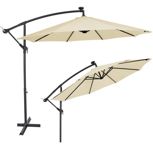 Sonnenschirm Mali mit LED-Beleuchtung kippbare Creme - Ø 3,3m
