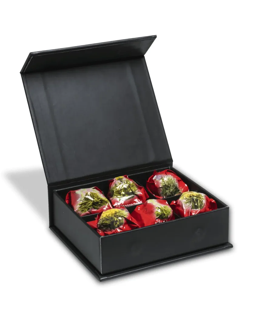 Teeblumen Mix "ErblühTee" in edler Magnet-Geschenkbox, 6 verschiedene Sorten