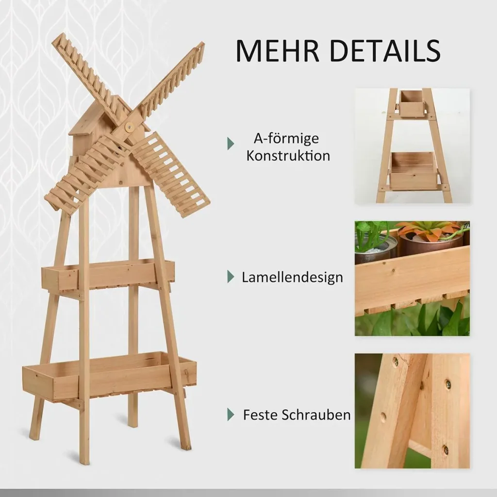 Pflanzenregal in Windmühlen Optik natur